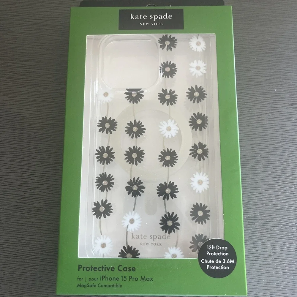 KATE SPADE Protective Case Magsafe For IPHONE 15 PRO MAX Floral Black Clear
